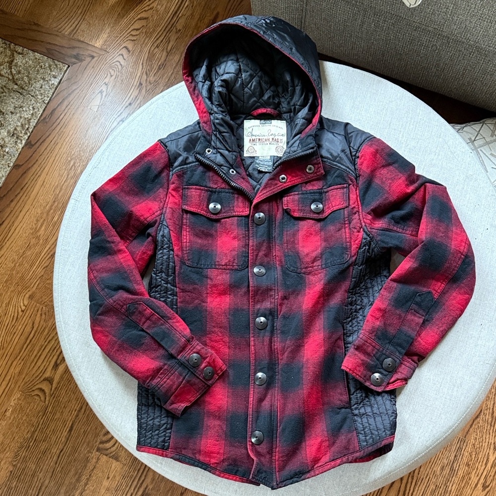 American Eagle Outfitters Red and Black Plaid Jacket